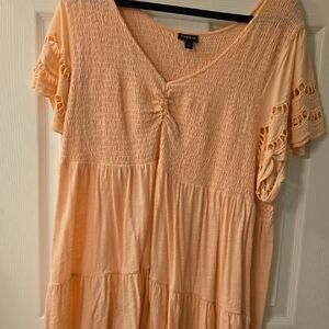 Torrid Light Peach Smocked Blouse
